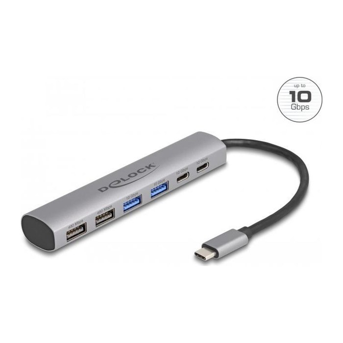 DeLOCK USB-Hub 6-fach grau