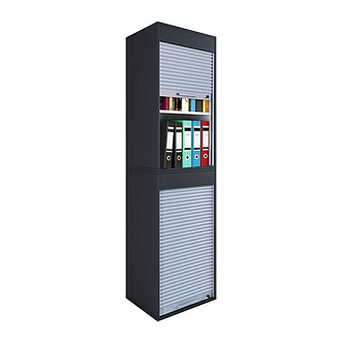 VCM my office Aktos XL Rollladenschrank schwarz 2 Fachböden 50,0 x 40,0 x 186,0 cm