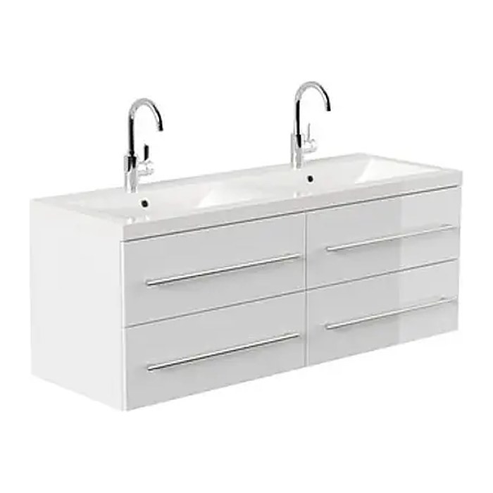 POSSEIK Waschbecken mit Unterschrank AURELION XL weiß glanz 143,2 x 50,5 x 56,6 cm