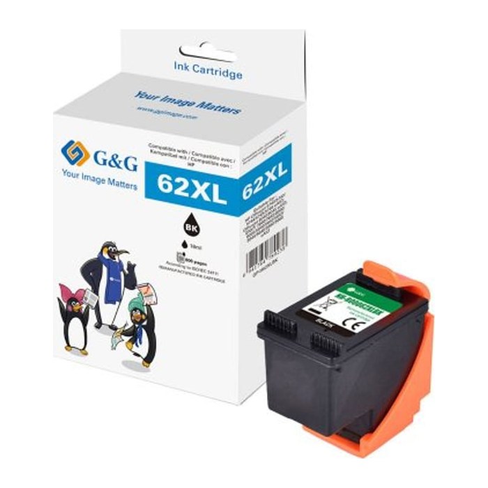 G&G XL- Patrone kompatibel mit HP 62XL/ C2P05AN Schwarz