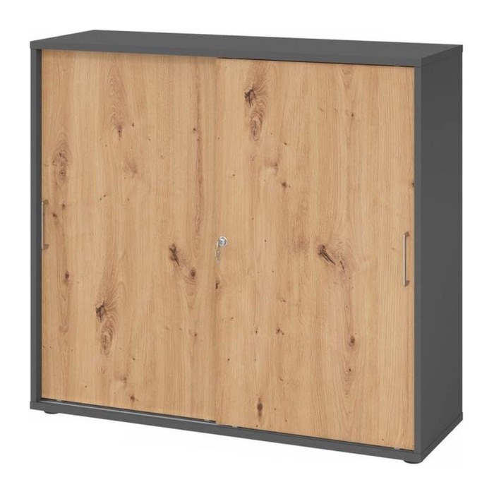 HAMMERBACHER Schiebetürenschrank 1753S, V1753S/G/R/BS grafit, asteiche 2 Fachböden 120,0 x 40,0 x 110,0 cm