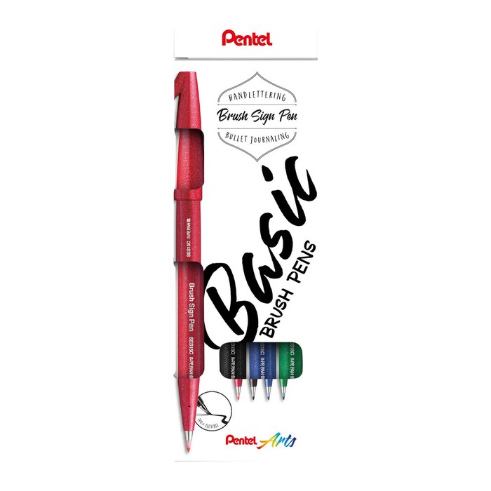 Pentel SES15C Brush-Pen farbsortiert, 4 St.