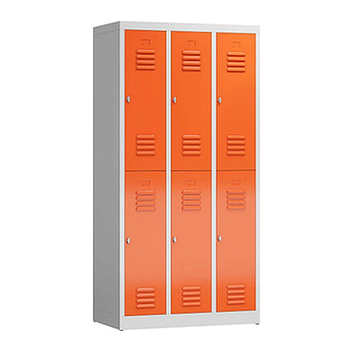 ClassiX Spind feuerrot, lichtgrau X-520234, 6 Schließfächer 87,0 x 50,0 x 180,0 cm