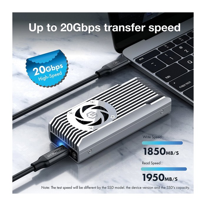 GRAUGEAR externes Gehäuse USB-C M.2 NVMe mit Lüfter 20Gbit