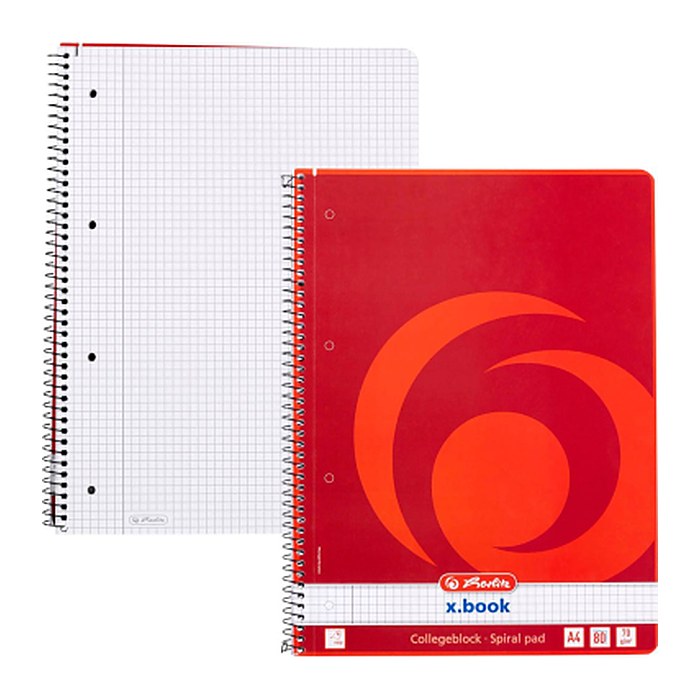 herlitz Collegeblock x.book kariert DIN A4 Innenrand, 1 Block