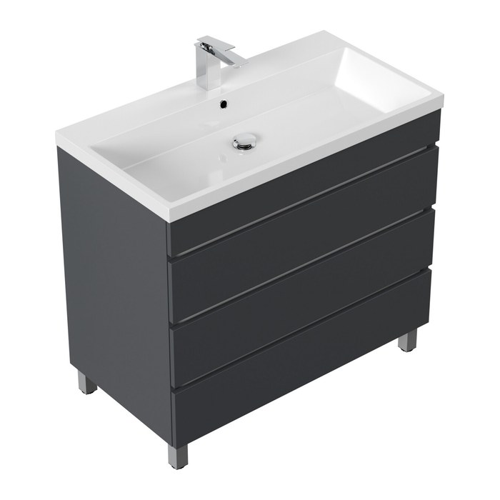 POSSEIK Waschbecken mit Unterschrank FELLINI 90 grafit 90,0 x 48,0 x 83,5 cm