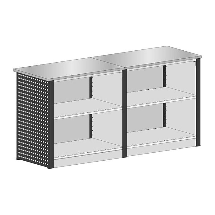 SCHULTE Thekenmodul-Set MULTIplus gerade, mit Arbeitsplatte, schwarz, lichtgrau 211,2 x 78,0 x 103,5 cm