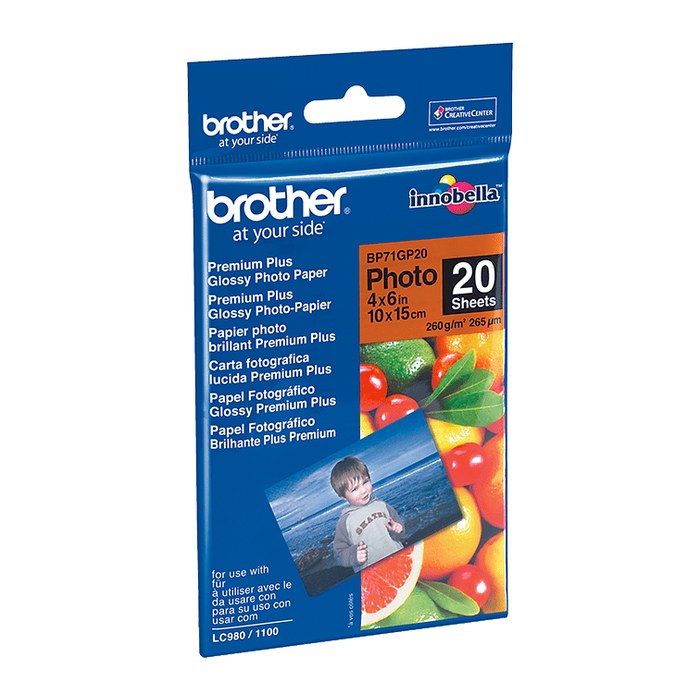 brother Fotopapier BP71GP20 DIN A6 glänzend 260 g/qm 20 Blatt