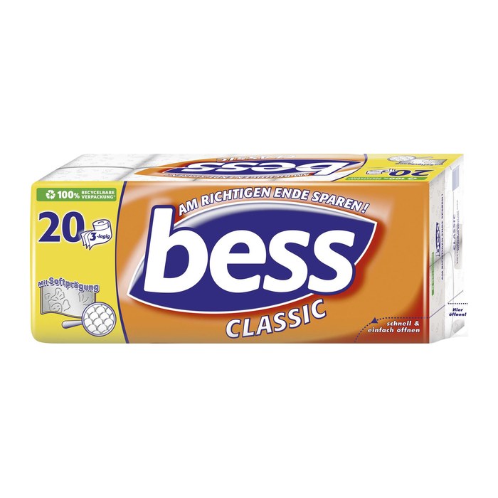 bess Toilettenpapier CLASSIC 3-lagig, 20 Rollen