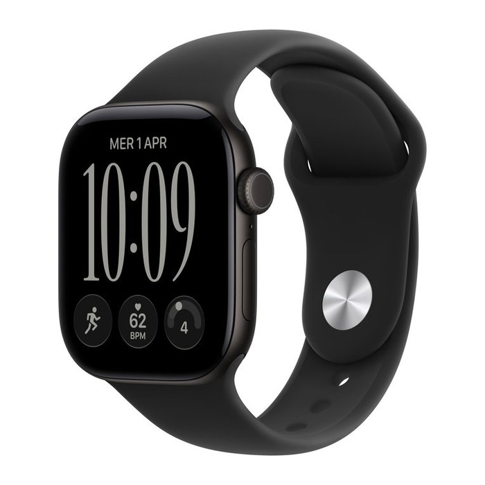 Apple Watch 12 42 mm Aluminium schwarz (GPS + Cellular) Sportarmband S/M schwarz