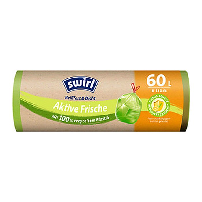 swirl® Müllbeutel Reißfest & Dicht Aktive Frische 4638 60,0 l grün, 8 St.