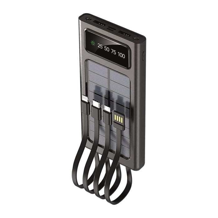 2GO Powerbank Solar 10000mAh mit LED Taschenlampe schwarz