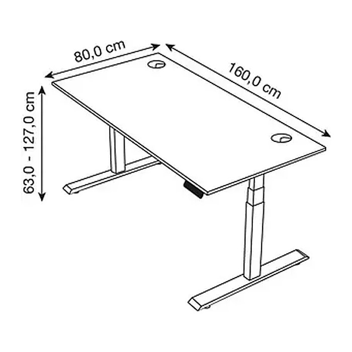 Kerkmann Move 2 Plus elektrisch höhenverstellbarer Schreibtisch ahorn rechteckig, T-Fuß-Gestell anthrazit 160,0 x 80,0 cm