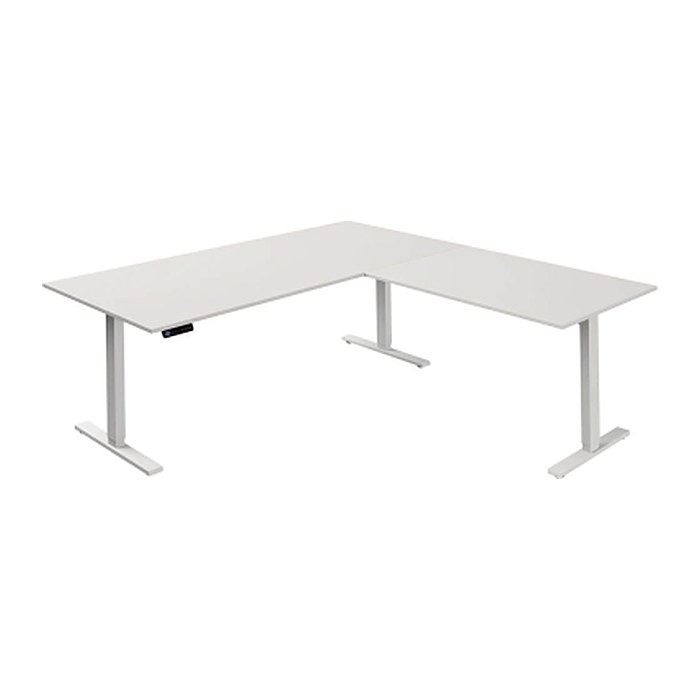 Kerkmann Move 3 elektrisch höhenverstellbarer Schreibtisch weiß L-Form, T-Fuß-Gestell weiß 200,0 x 100,0 cm