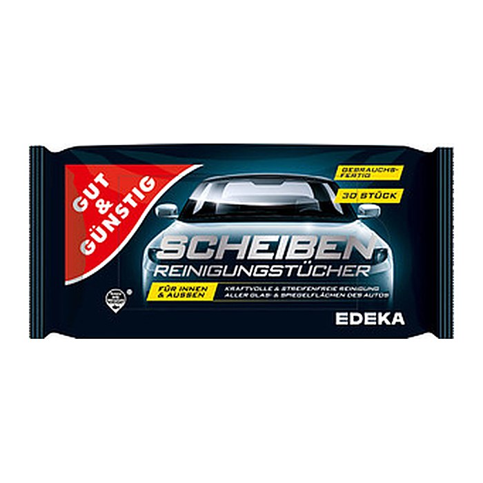GUT&GÜNSTIG feuchte Reinigungstücher Scheiben 1-lagig weiß, 30 Tücher