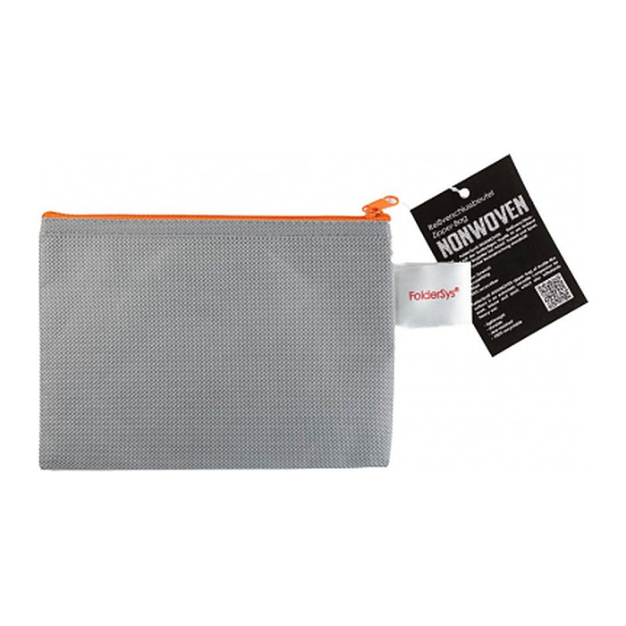 FolderSys Reißverschlussbeutel DIN A6 grau/orange 0,15 mm, 1 St.