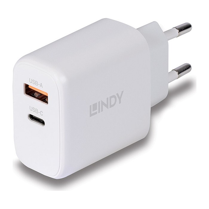LINDY USB Ladegerät Typ A+C GaN Charger 65W, weiß