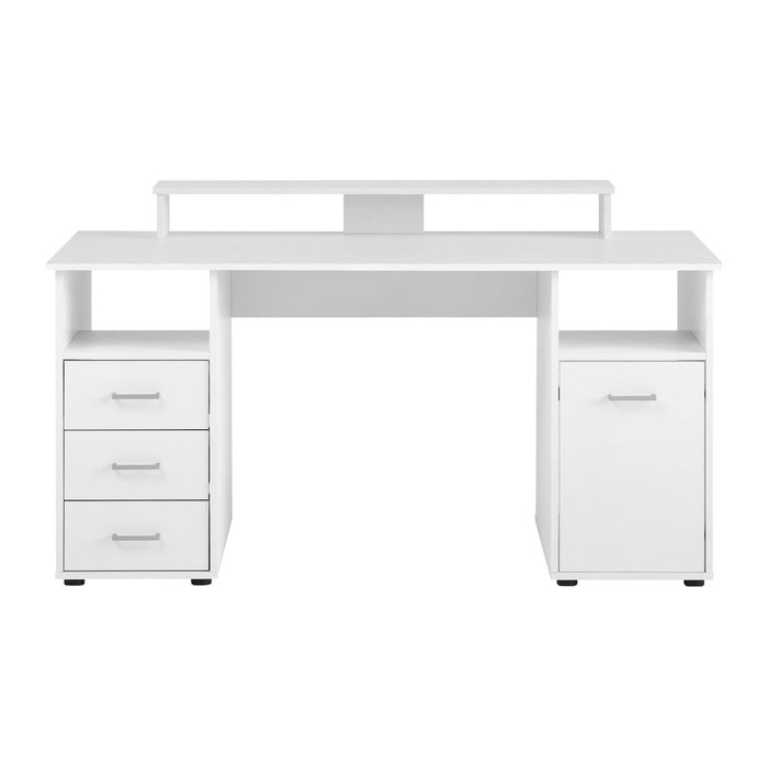 MÖBELPARTNER Niels light Schreibtisch perlweiß rechteckig, Wangen-Gestell weiß 150,0 x 70,0 cm
