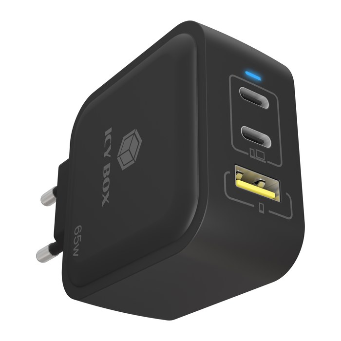 ICY BOX USB-C Ladegerät GaN 65W 3 Port PD 3.0 IB-PS1030-PD