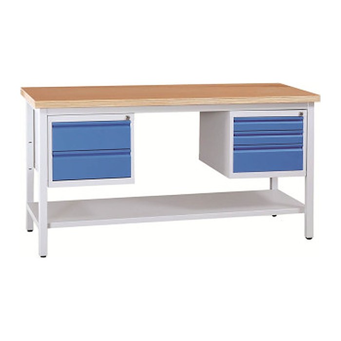 Gürkan Werkbank lichtgrau 5 Schubladen 120,0 x 60,0 x 84,0 cm