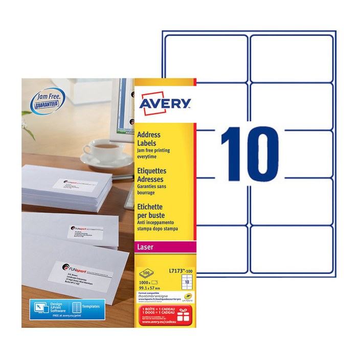 AVERY Zweckform Adressetiketten weiß 99,1 x 57,0 mm, 100 Blatt