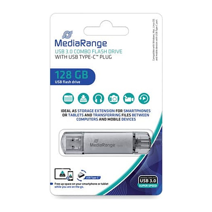 MediaRange USB-Stick silber 128 GB, 1 St.