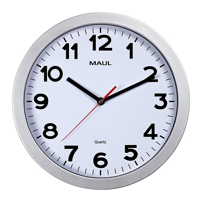 MAUL Wanduhr Step weiß/silber Kunststoff 30cm inkl. Batterie