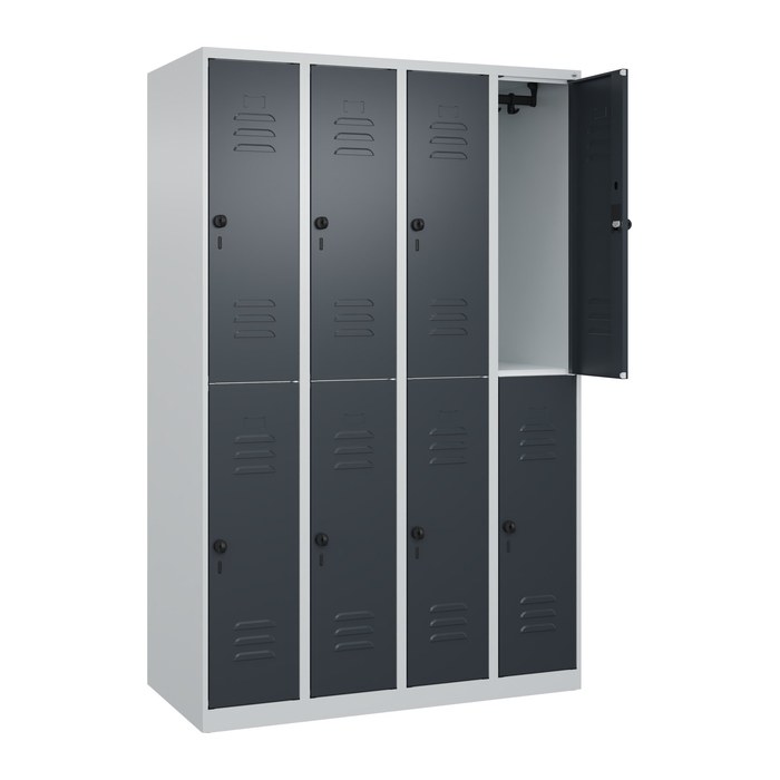 CP Spind Classic Plus anthrazitgrau, lichtgrau 080300-40 S10007, 8 Schließfächer 120,0 x 50,0 x 185,0 cm
