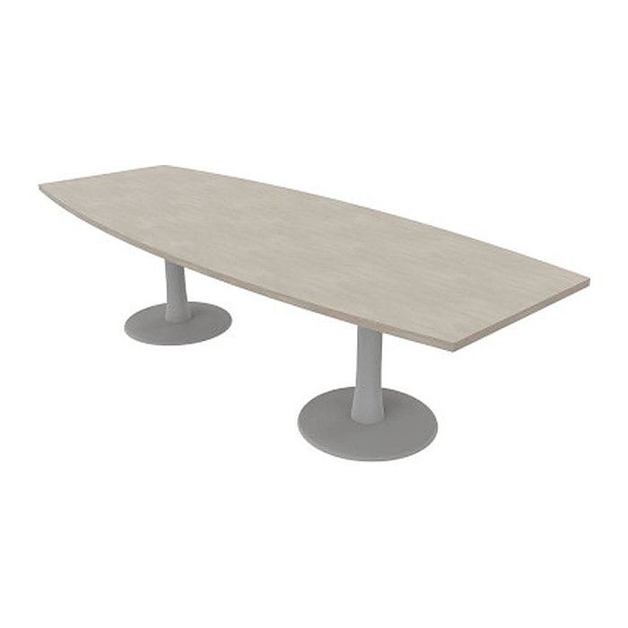 Quadrifoglio Konferenztisch Idea+ beton Tonnenform, Säulenfuß silber, 280,0 x 80,0 - 110,0 x 74,0 cm