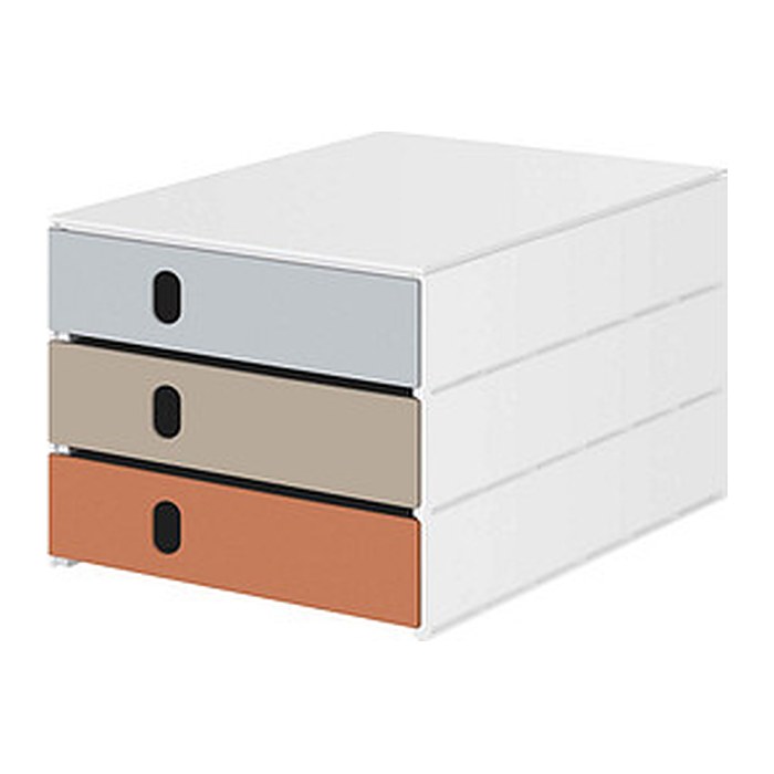 styro Schubladenbox styroval pro feelings, Pebbles  grau, beige, orangebraun 14-8050.Pe, DIN A4 mit 3 Schubladen, 1 St.