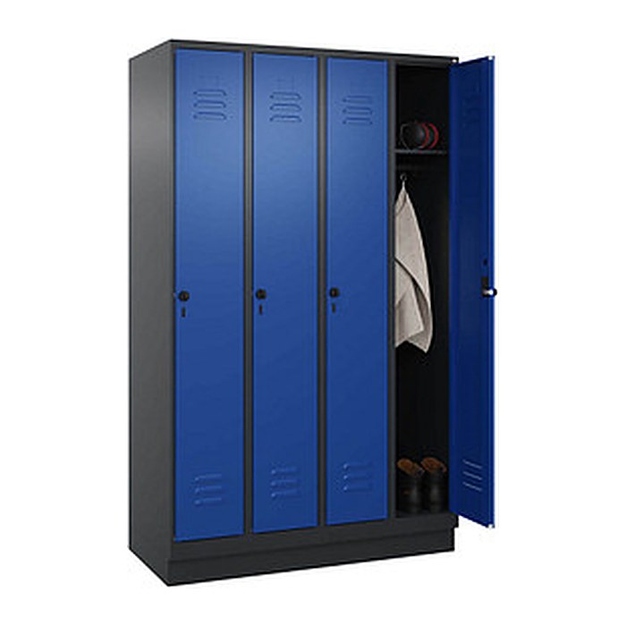 CP Spind Classic PLUS enzianblau, schwarzgrau 080020-40 S10055, 4 Schließfächer 120,0 x 50,0 x 195,0 cm