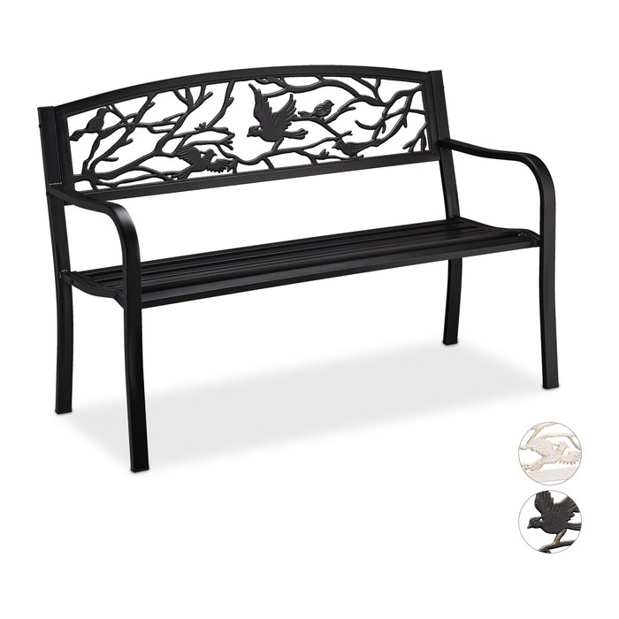 relaxdays Gartenbank 10030989_46 schwarz Metall 127,0 cm