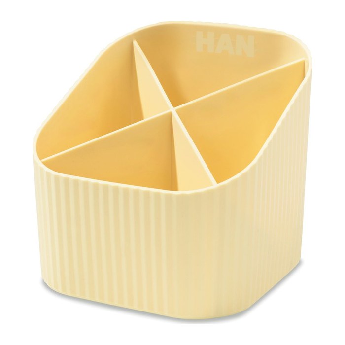 HAN Stiftehalter X-LOOP pastellgelb Kunststoff 4 Fächer 11,1 x 11,1 x 10,5 cm