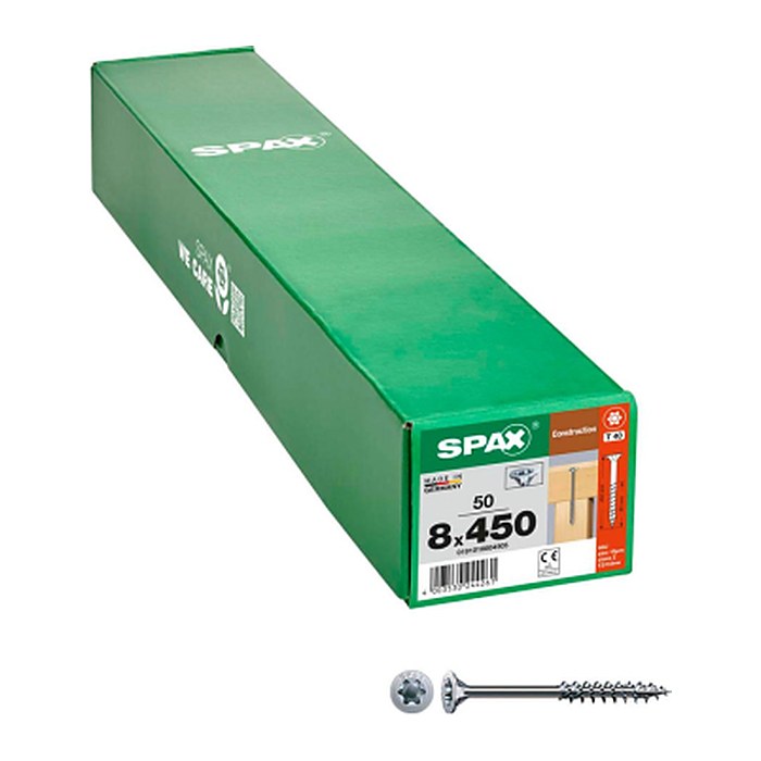 SPAX® Holzbauschrauben T40 Senkkopf WIROX 0191010804505 8 mm x 450 mm, 50 St.