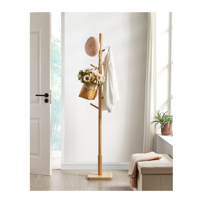 VASAGLE Kleiderständer beige Holz 8 Haken 30,0 x 175,0 cm, 1 St.