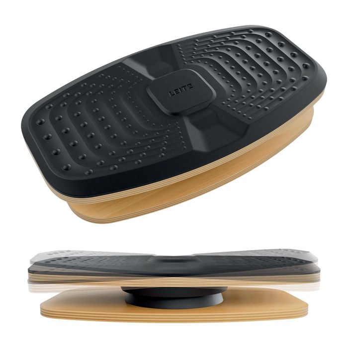 LEITZ Ergo 360 Active Balance-Board braune Holzbasis, schwarz 48,0 x 27,0 x 9,0 cm