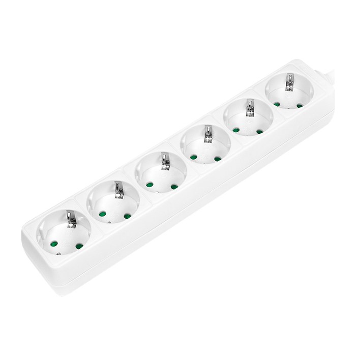 Logilink Steckdosenleiste 6-fach mit Schutzkontakt , weiß
