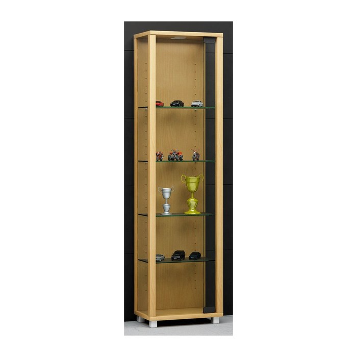 VCM my home Edana Mini Vitrine buche 4 Fachböden mit Beleuchtung
