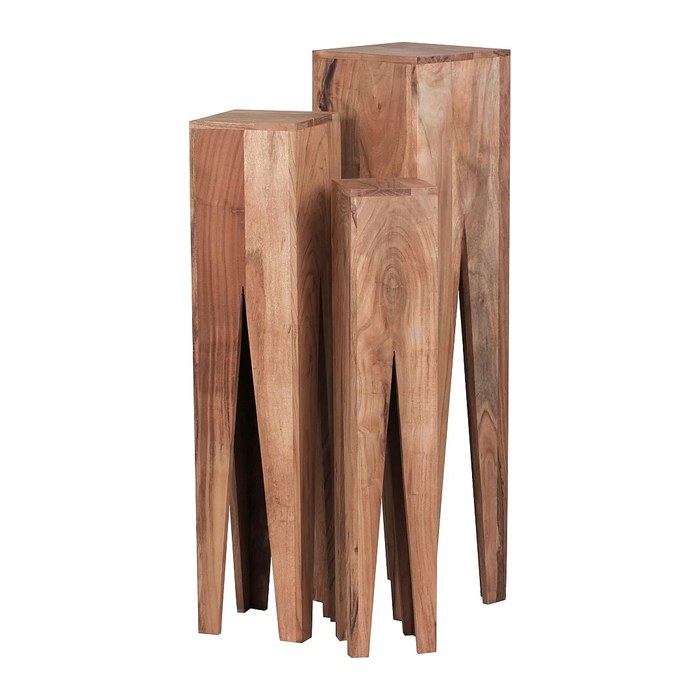 WOHNLING Beistelltische-Set quadratisch Massivholz akazie, 3 St.