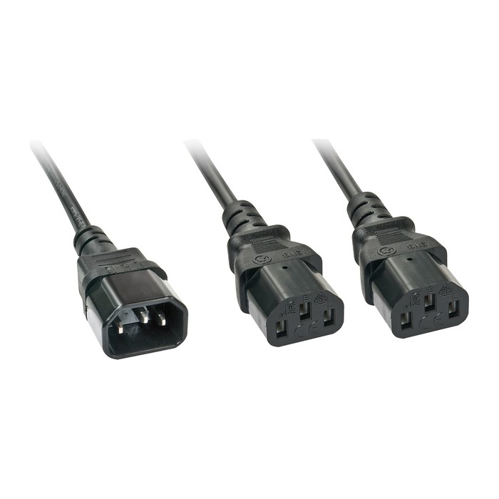 LINDY IEC-Y-Netzkabel 1xIEC320 C14 - 2xIEC32 2m