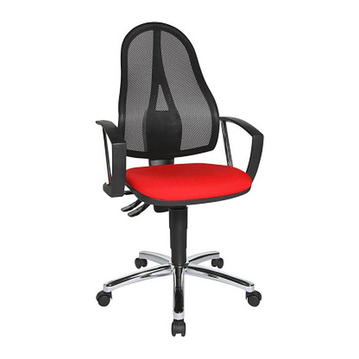 Topstar Bürostuhl Point 60 Netz Plus, G210 Stoff rot, Gestell chrom