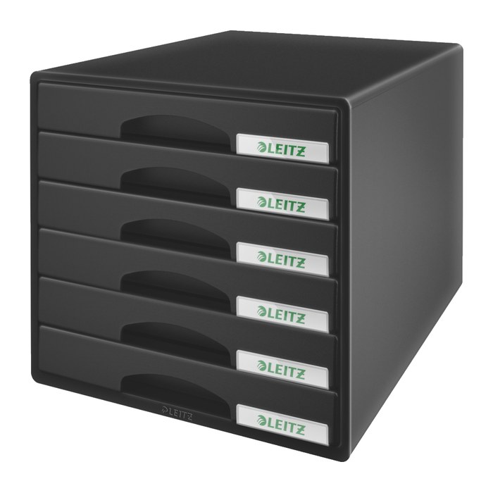 LEITZ Schubladenbox Plus  schwarz 52120095, DIN A4 mit 6 Schubladen, 1 St.
