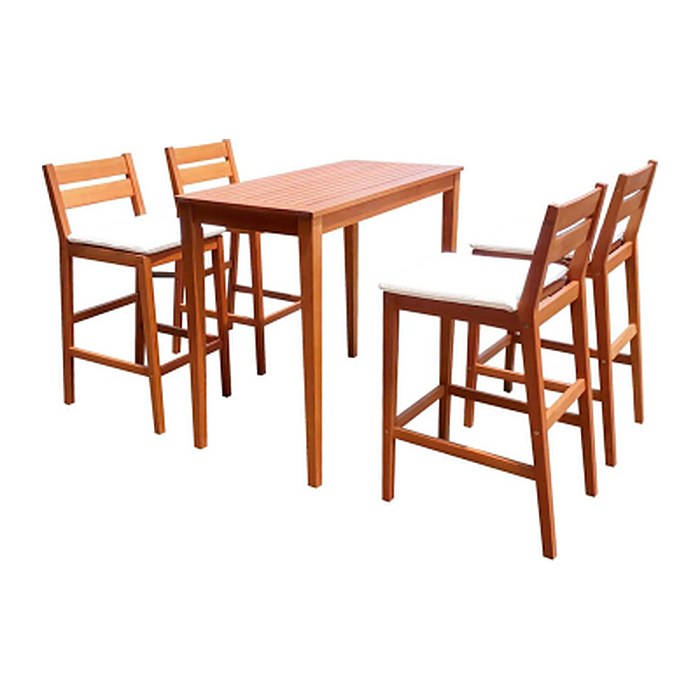 Garden Pleasure Bartisch-Set MAINE beige, natur Holz, 5-teilig