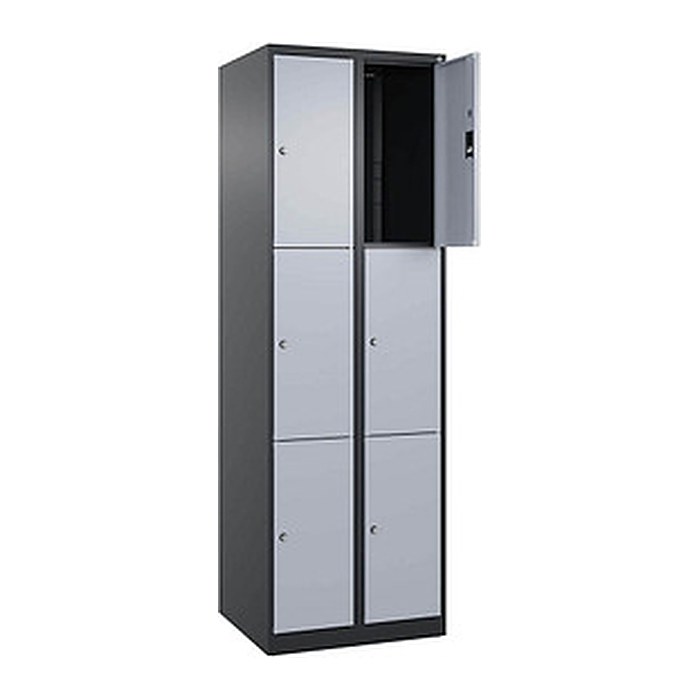 CP Schließfachschrank Classic Plus schwarzgrau, weißaluminium 080000-203 S10041, 6 Schließfächer 60,0 x 50,0 x 185,0 cm