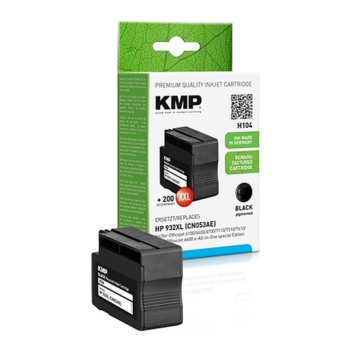 KMP H104 schwarz Druckerpatrone kompatibel zu HP 932XL (CN053AE)