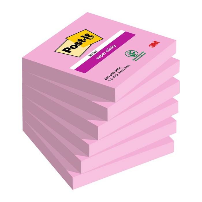 Post-it® Super Sticky Haftnotizen extrastark pink, 6 Blöcke