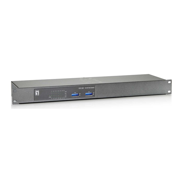 LevelOne PoE+Switch 16xFE PoE+DIP 120W 19" Metall
