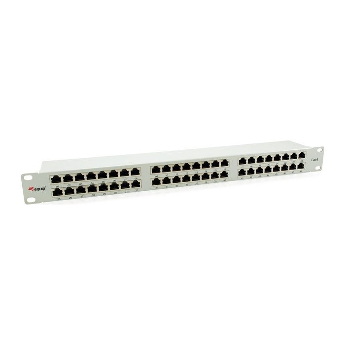 Equip 19" Patchpanel 48xRJ45 Cat6 FTP 1U 250MHz RAL7035