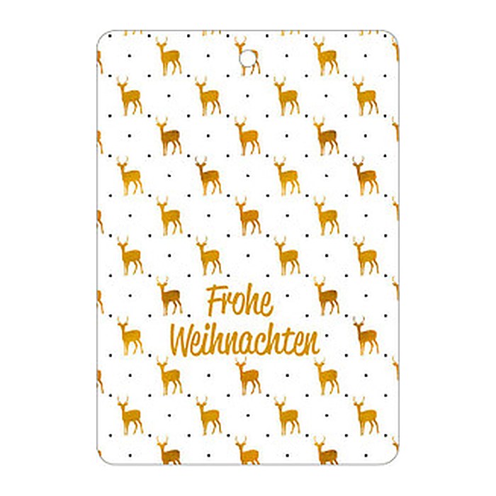 LUMA Geschenkanhänger mehrfarbig Frohe Weihnachten mit goldenen Hirschen, 10 St.