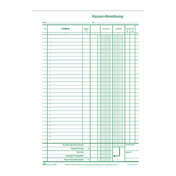 RNK-Verlag Kassenbericht Formularbuch 3149, 1 St.